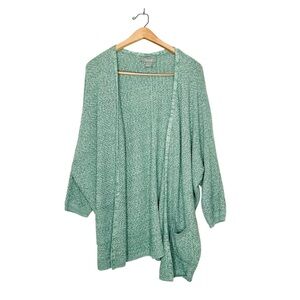 Natural Reflections Womens Teal Open‎ Front Knit Cardigan Sweater Large L